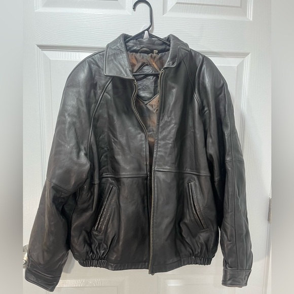 Vintage Roundtree & Yorke Leather Bomber Jacket Aviator Full Zip Black Vtg L - Picture 11 of 12